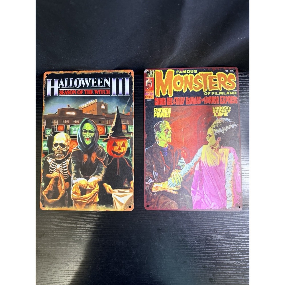 Halloween III Famous Monsters of Filmland Horror Metal Signs 8x12 Lot of 2